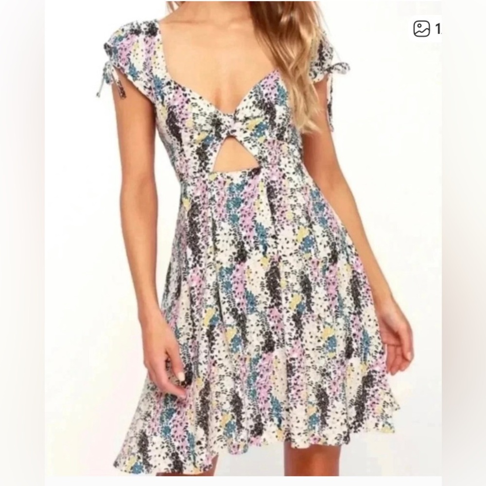 Free People Miss Right Dress Floral Cutout Mini Dress